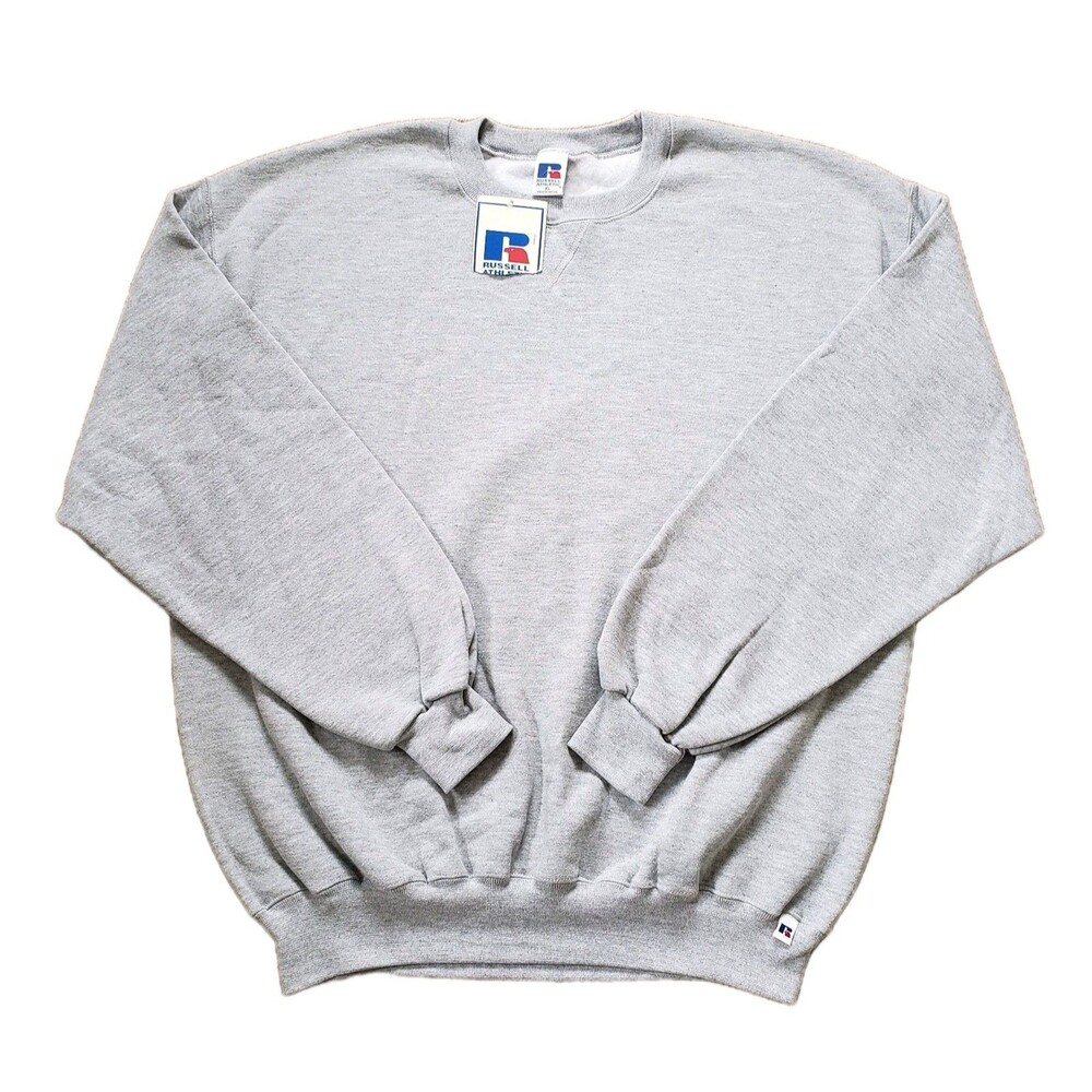 NWT Vintage Y2K Russell Athletic Blank Sz XL Mens Gray Crewneck Sweatshirt Plain